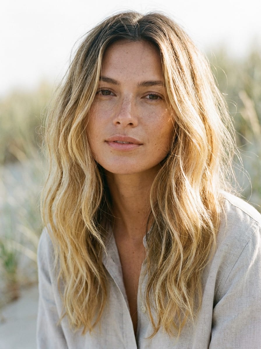Goldenes Balayage Blond mit sonnengeküsstem Effekt - Blondes Balayage